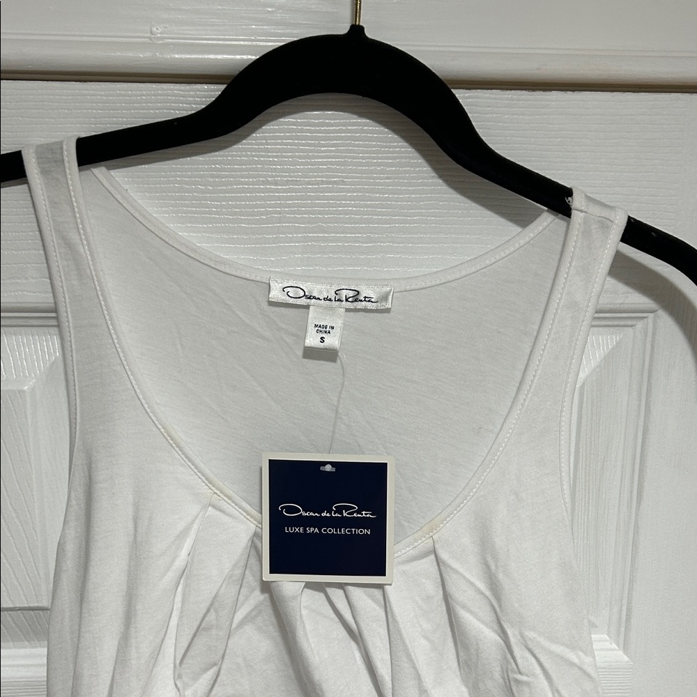 Oscar de la Renta Luxe Spa Collection White Pima Cotton Eyelet Nightgown Sz Smal